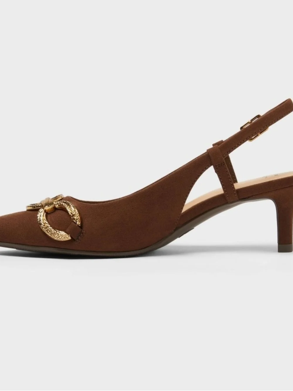 a new day Tabitha Brown Slingback Pointed Kitten Heel with Gold Links